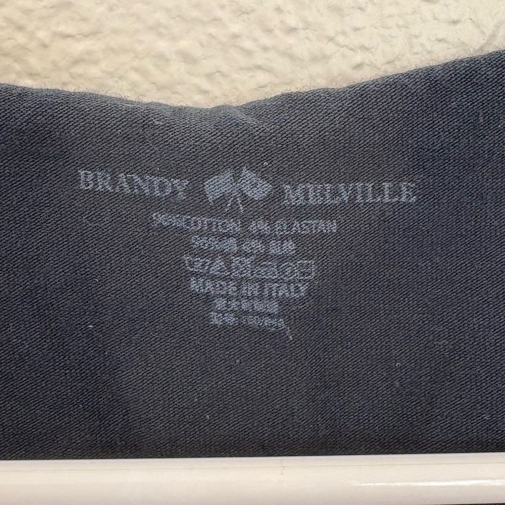 Brandy Melville Navy V Neck Cinched T Shirt - Picture 2 of 3